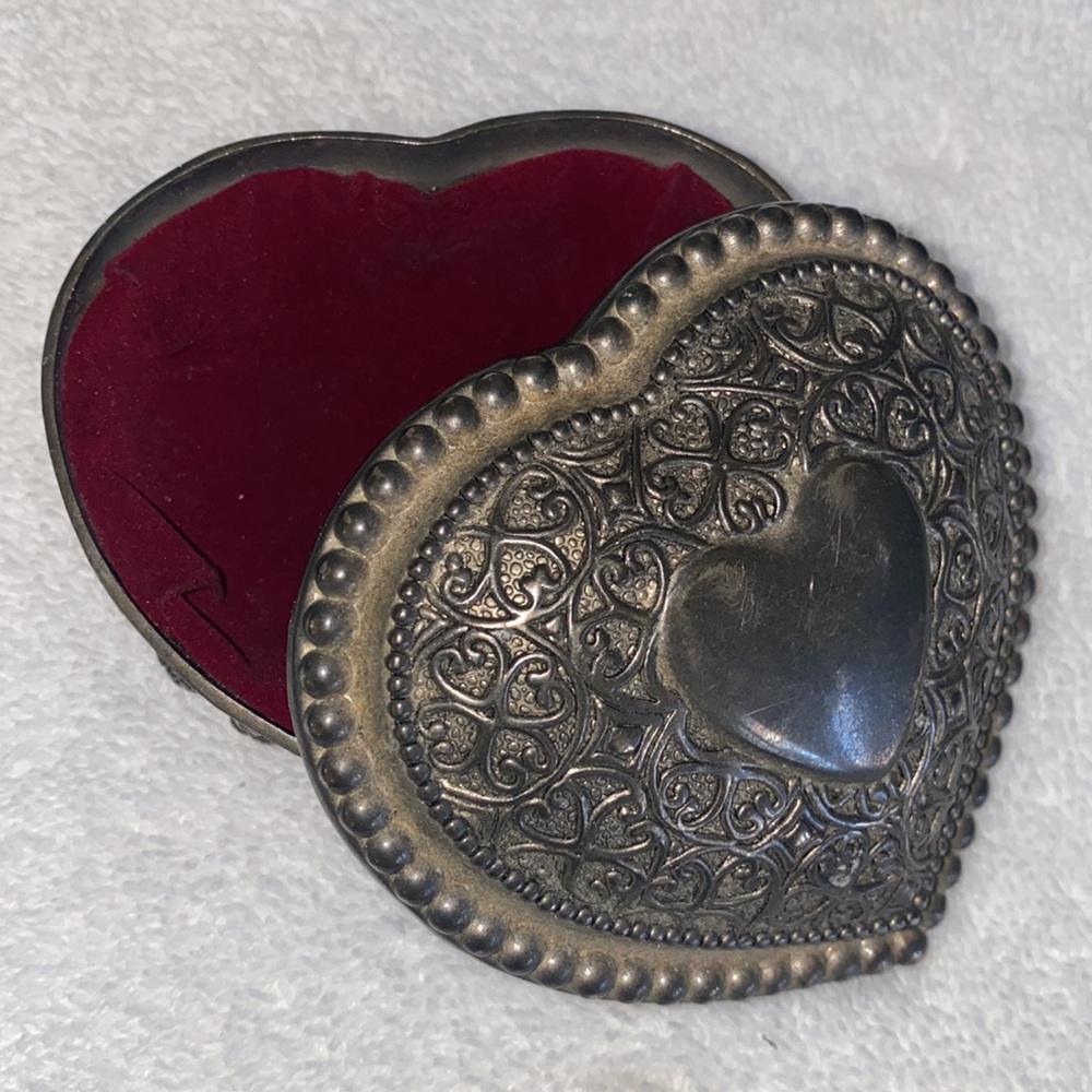 Vintage Silver Plated Heart-Shaped Trinket Box